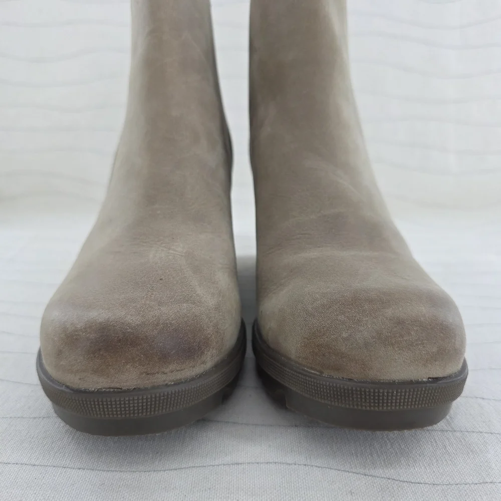 Sorel Womens Joan of Arctic Tan Leather Wedge Ankle Booties Shoe NL3365-240 Sz 7